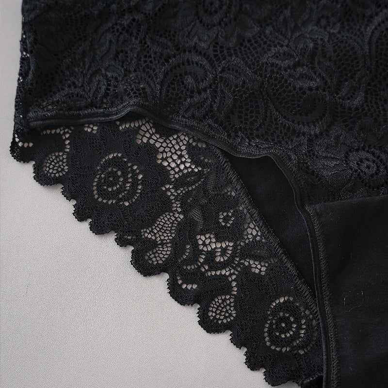 Women's floral lace briefs worn model