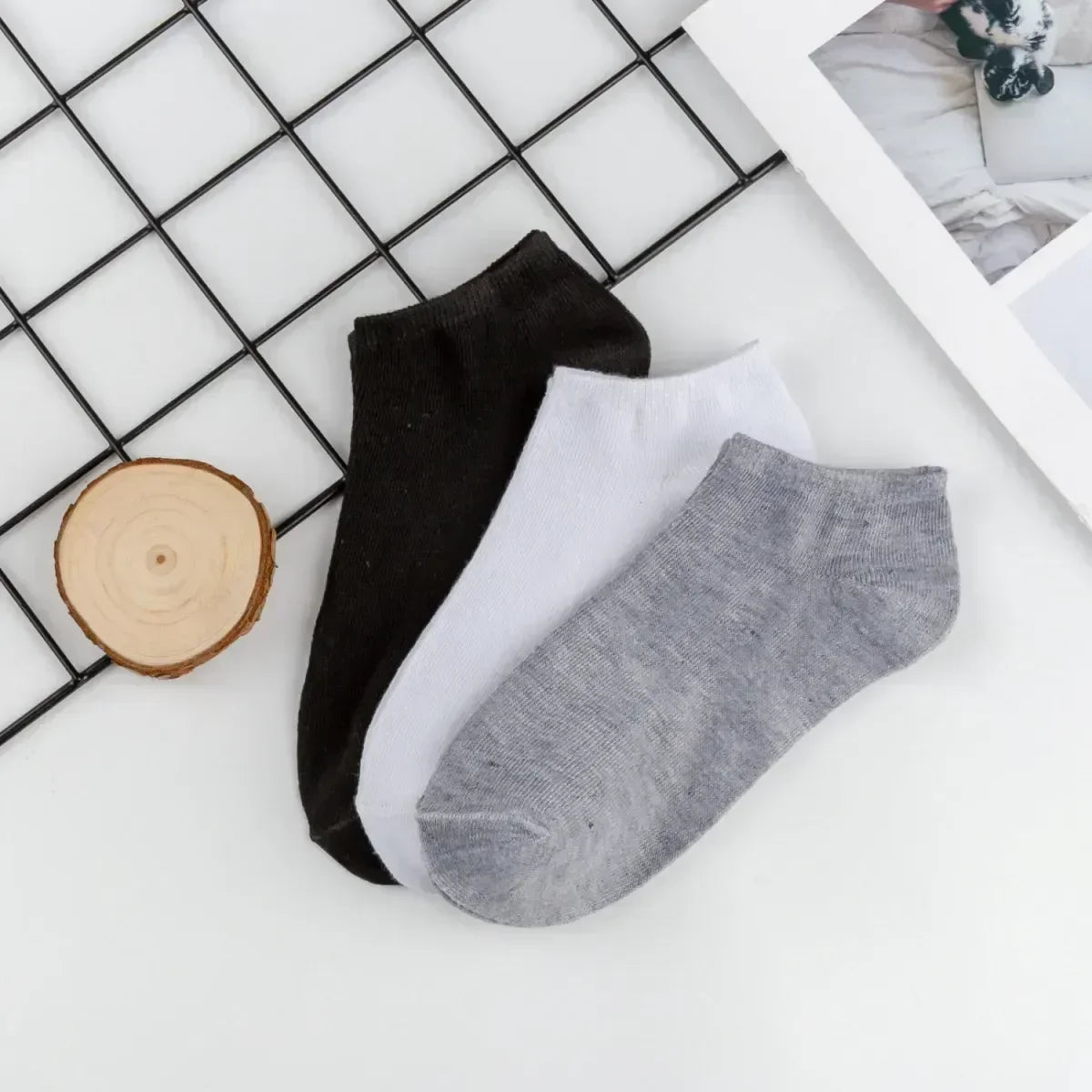 Unisex cotton ankle socks multi-pack mixed colors
