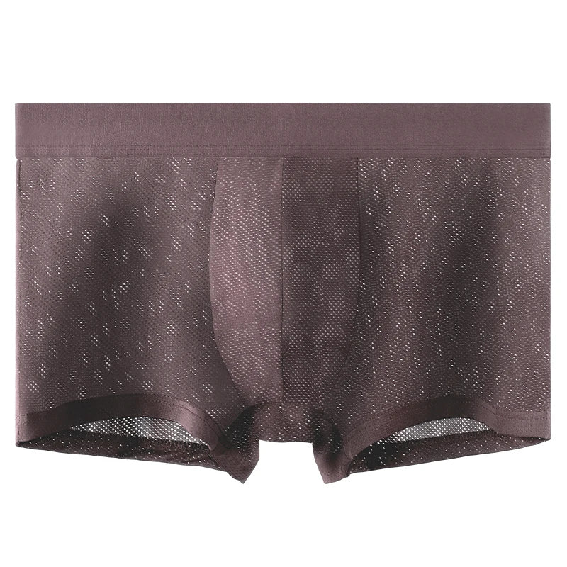 Men's ice silk mesh boxer briefs worn model