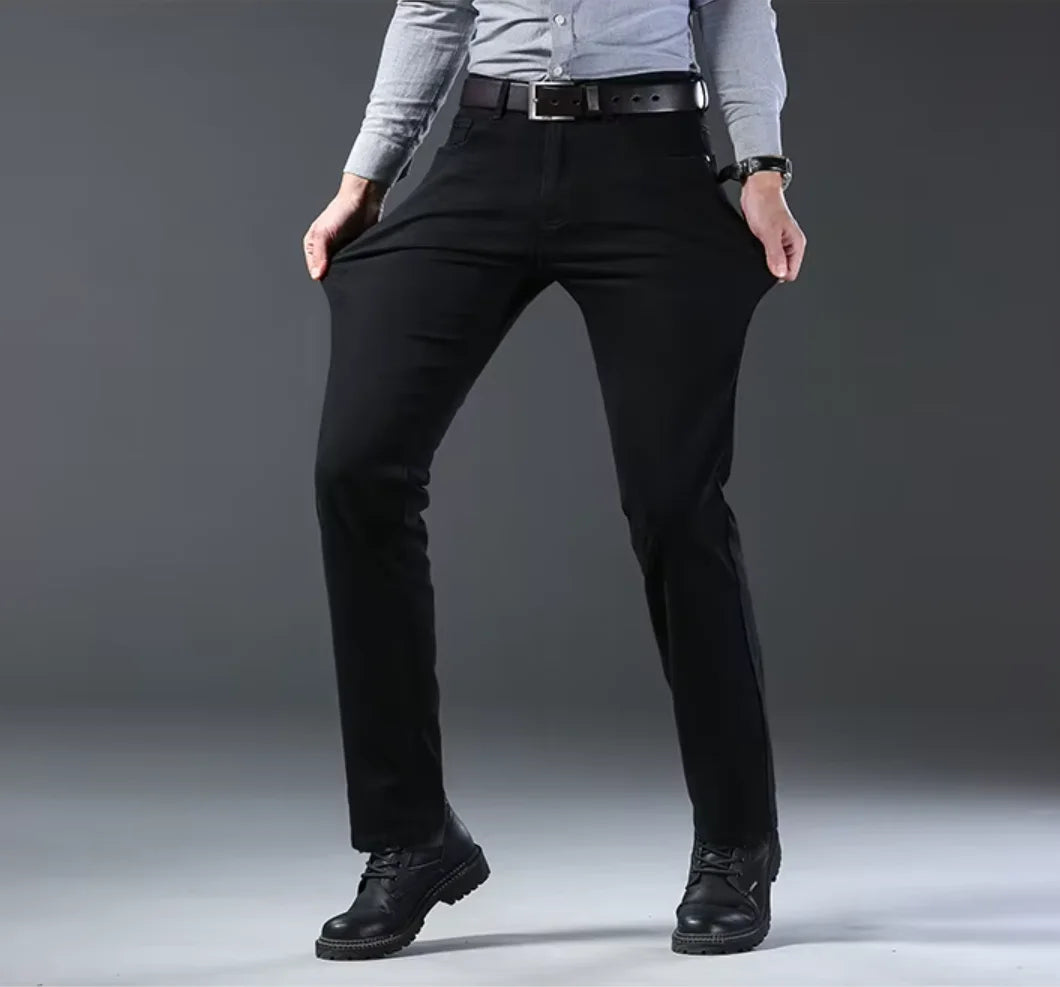 Stretch straight jeans front view sky blue