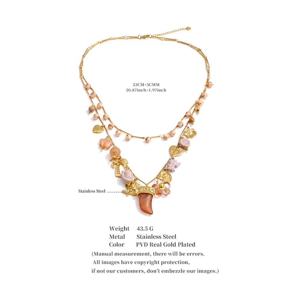 Double-layer resin charm necklace pendant close-up