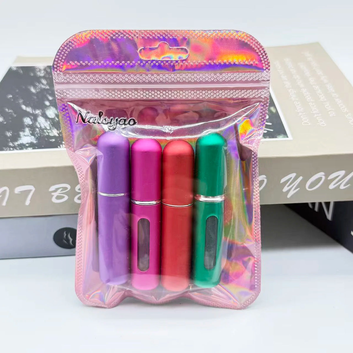 Refillable perfume atomizer 4-pack full set view