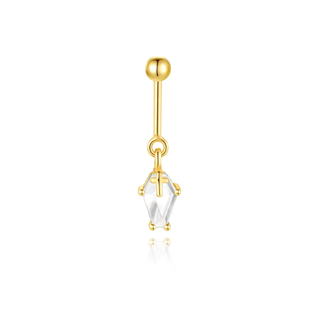 Moonstone geometric stud earrings gold-plated finish