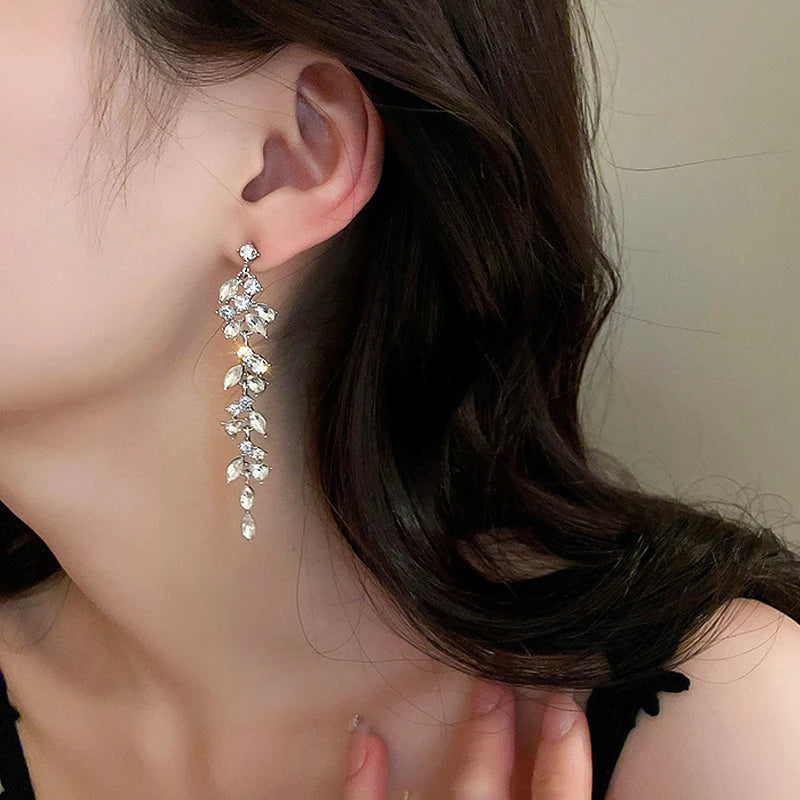 Crystal tassel drop earrings style variety display