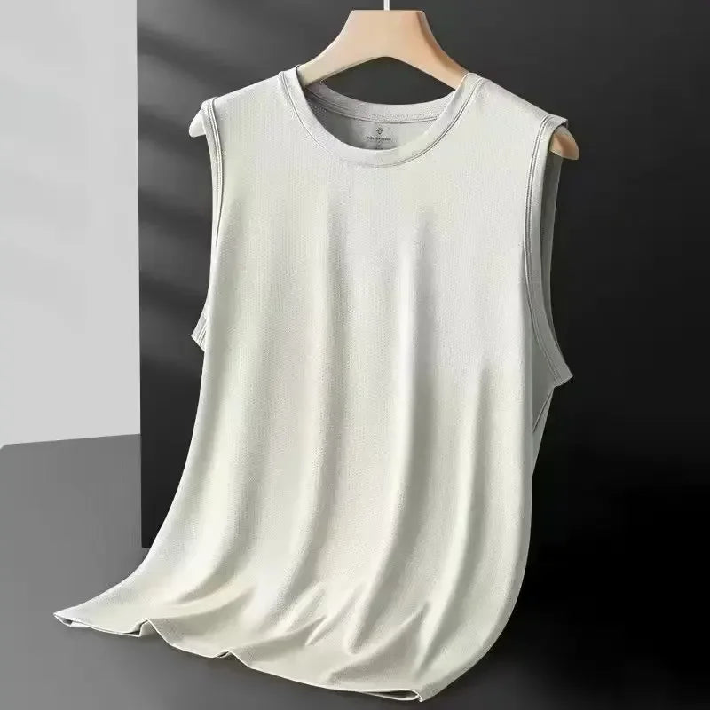 Ice silk mesh tank top front view light whitw