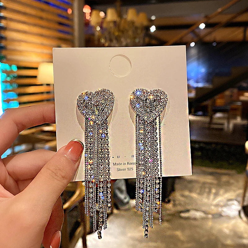 Crystal tassel drop earrings style variety display