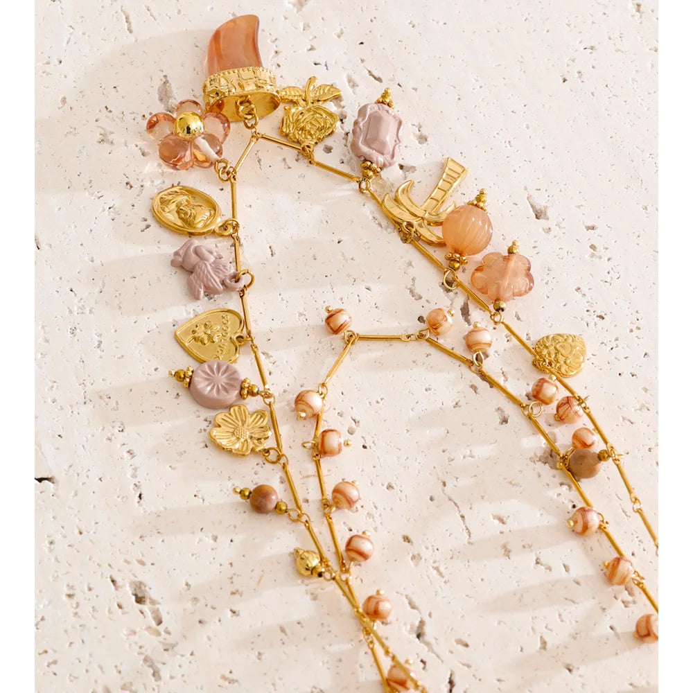Double-layer resin charm necklace pendant close-up