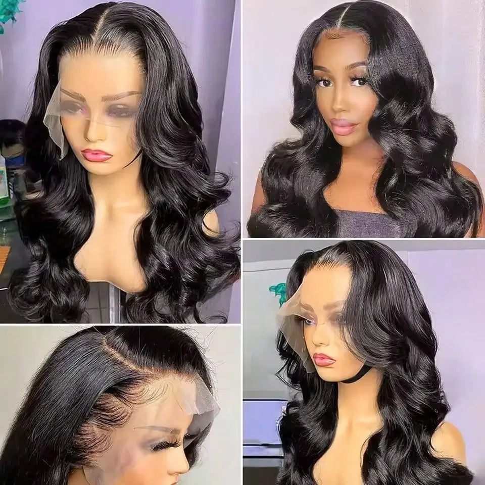 Body wave hd lace front wig worn on model