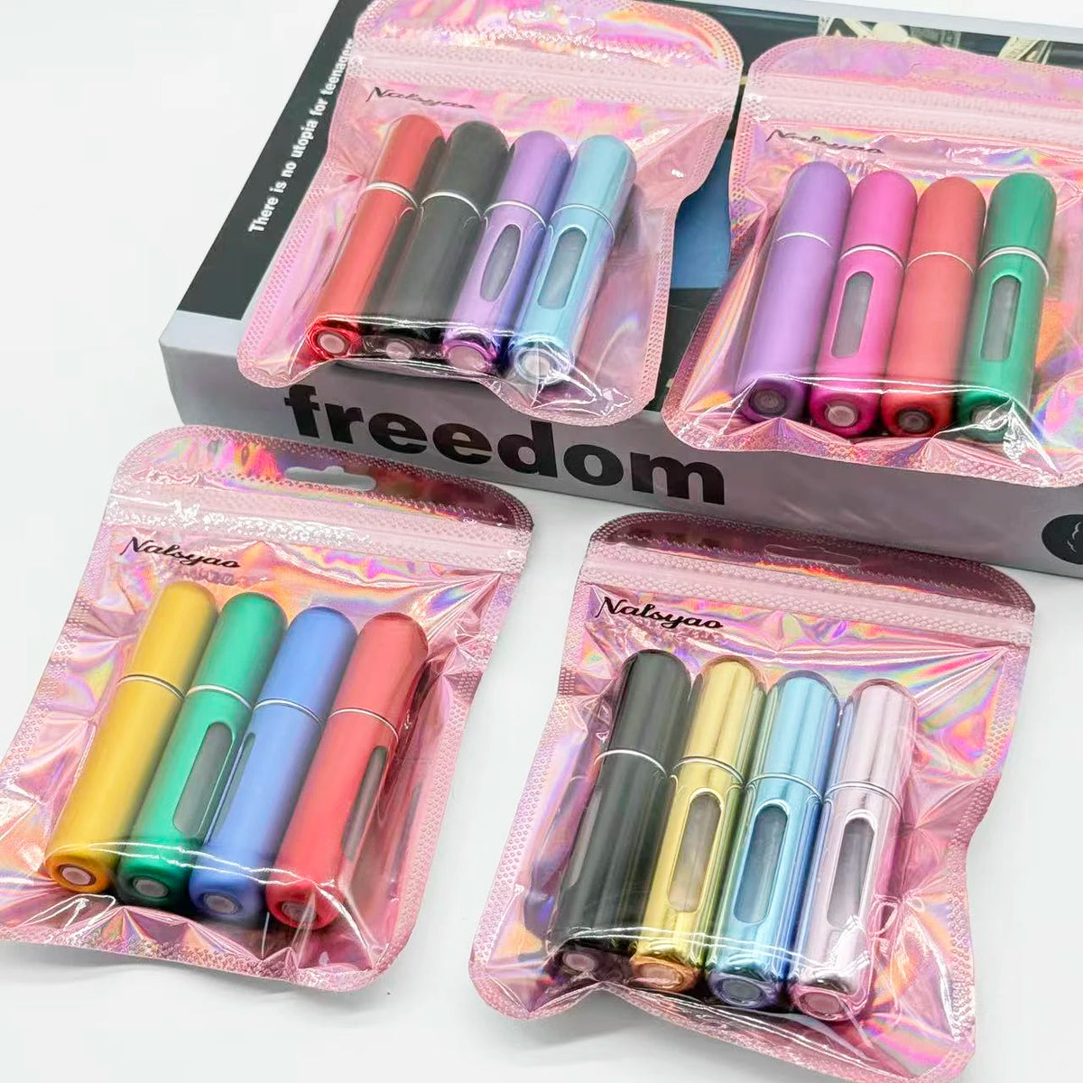 Refillable perfume atomizer 4-pack full set view