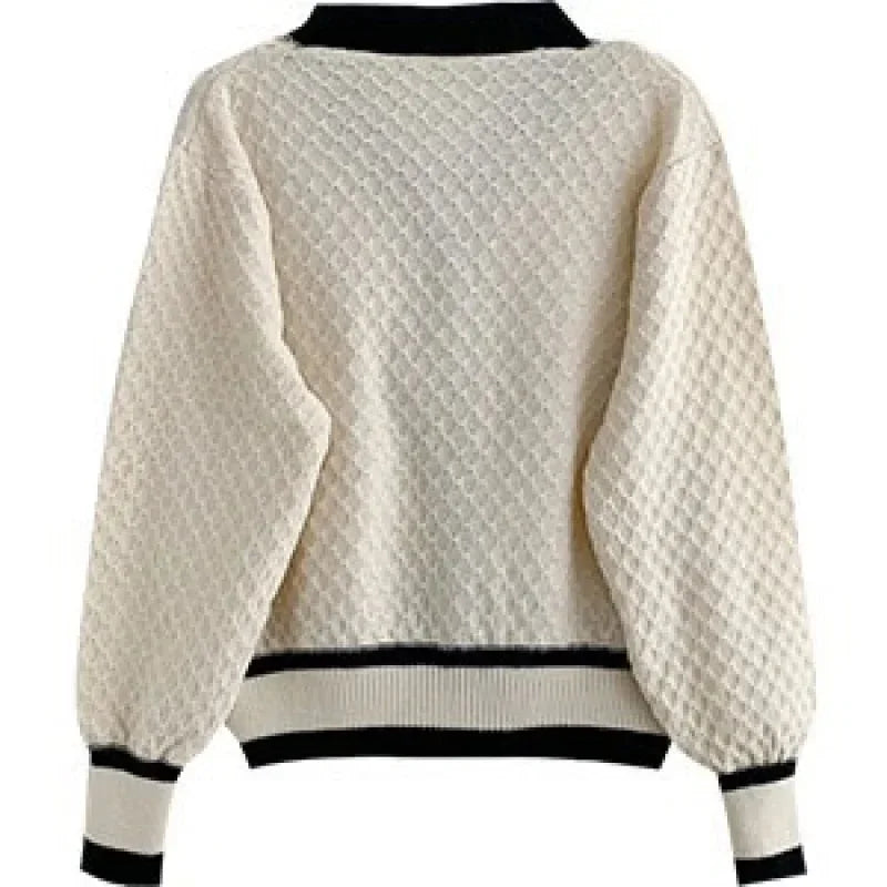 Oversized knit cardigan back view apricot