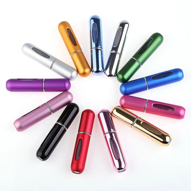 Mini travel perfume atomizer worn in use