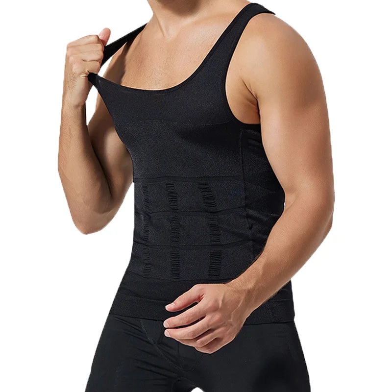 Men's slimming body shaper compression vest fabric detail