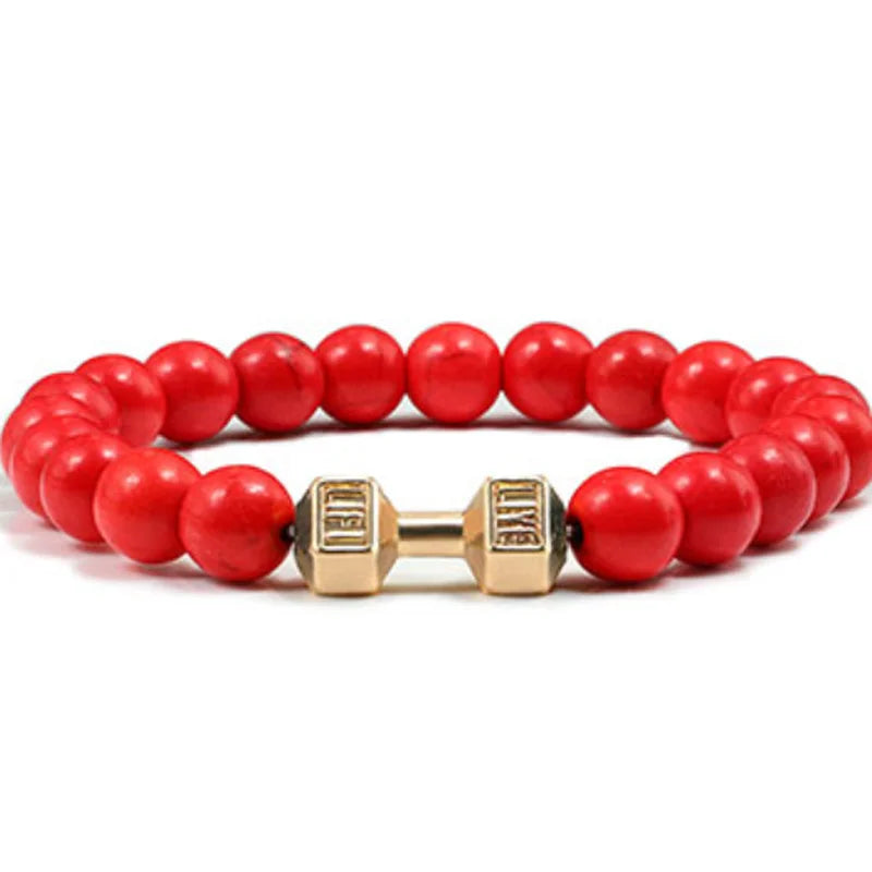 Lava stone beaded bracelet worn on wrist