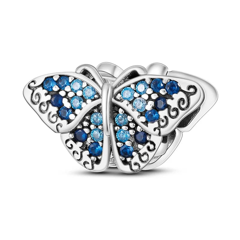 Butterfly charm beads attached to bracelet
