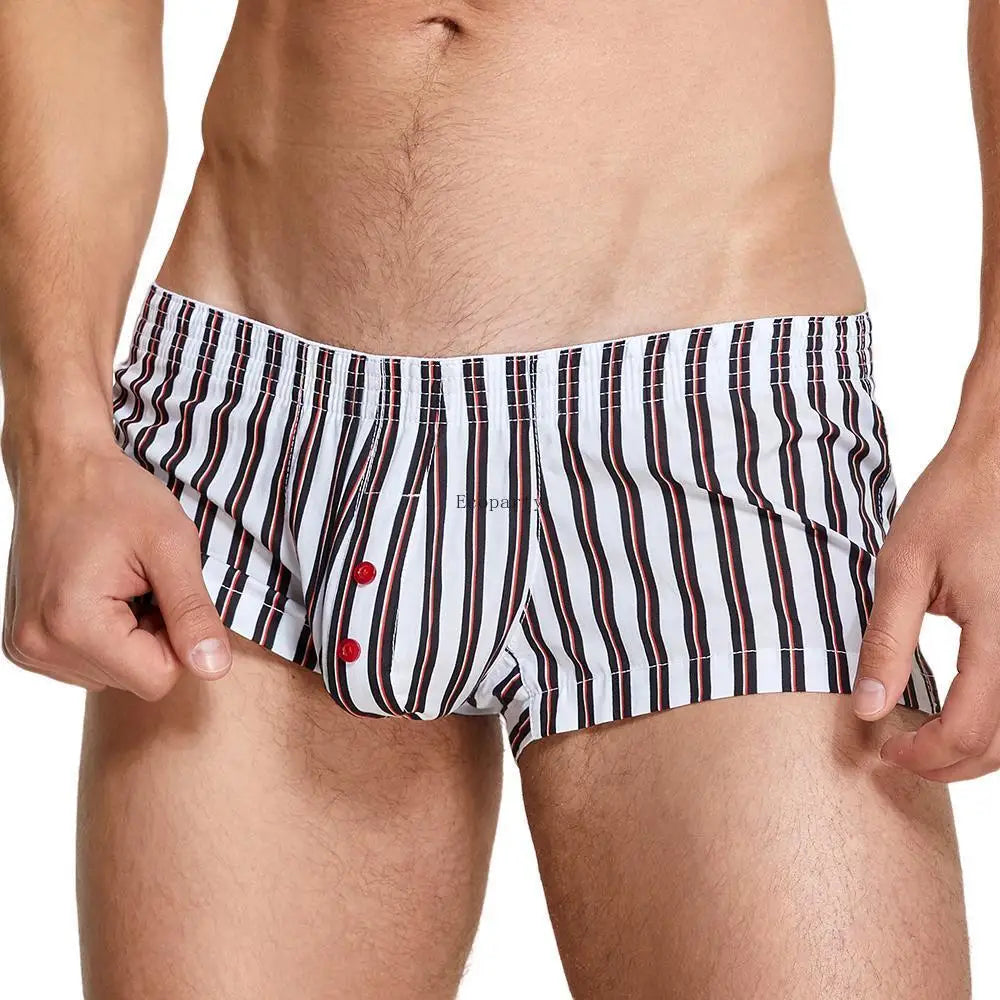 Men's cotton plaid boxer shorts worn model