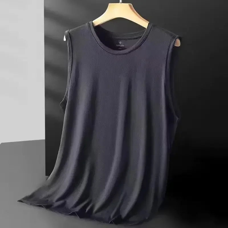 Ice silk mesh tank top front view light green
