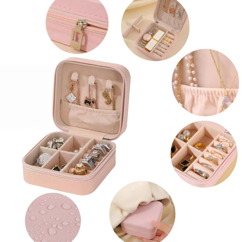 Travel jewelry organizer case interior compartments