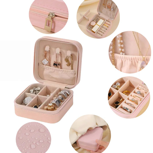 Travel jewelry organizer case interior compartments