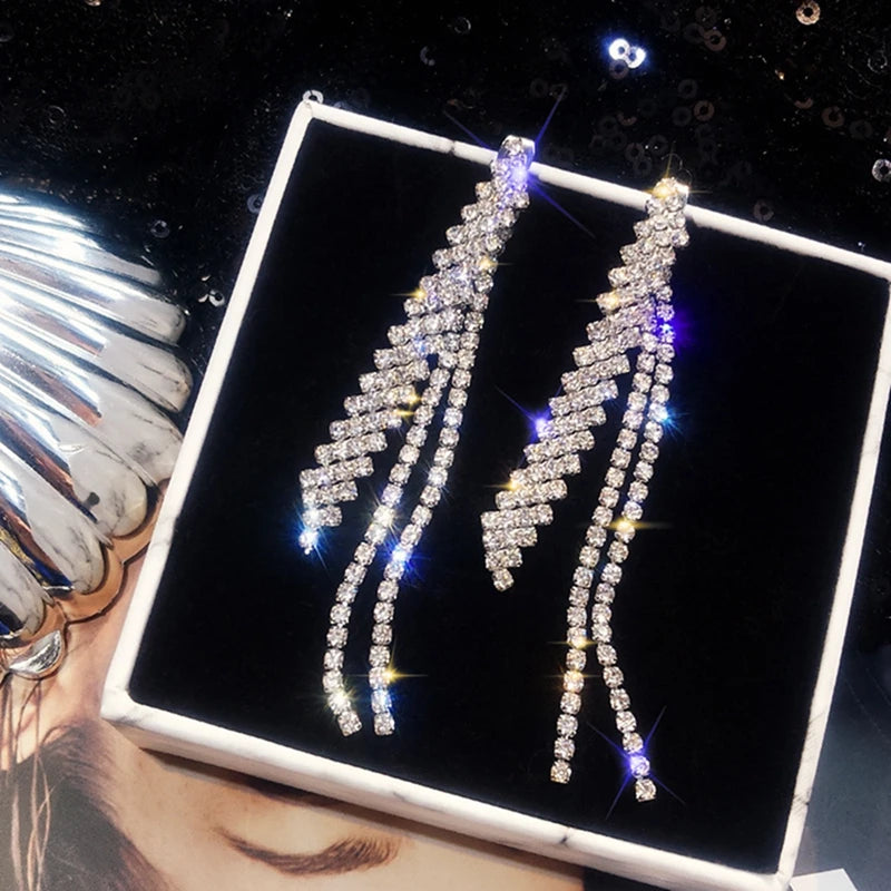 Crystal tassel drop earrings style variety display