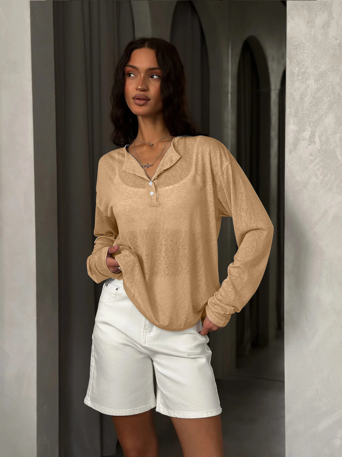 Women's Soft Knit Long Sleeve Tee yellow