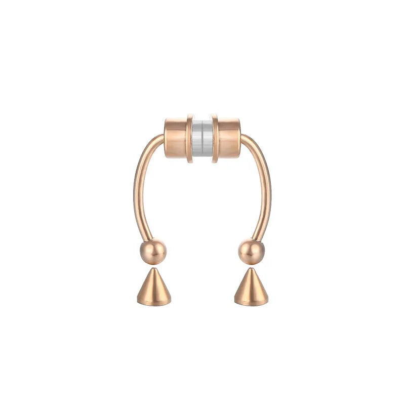 Magnetic faux nose ring worn on model