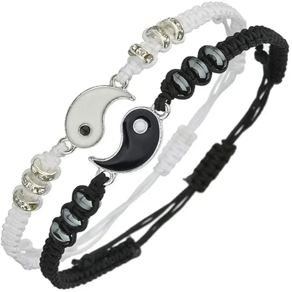 Couple's bracelet set worn on wrists