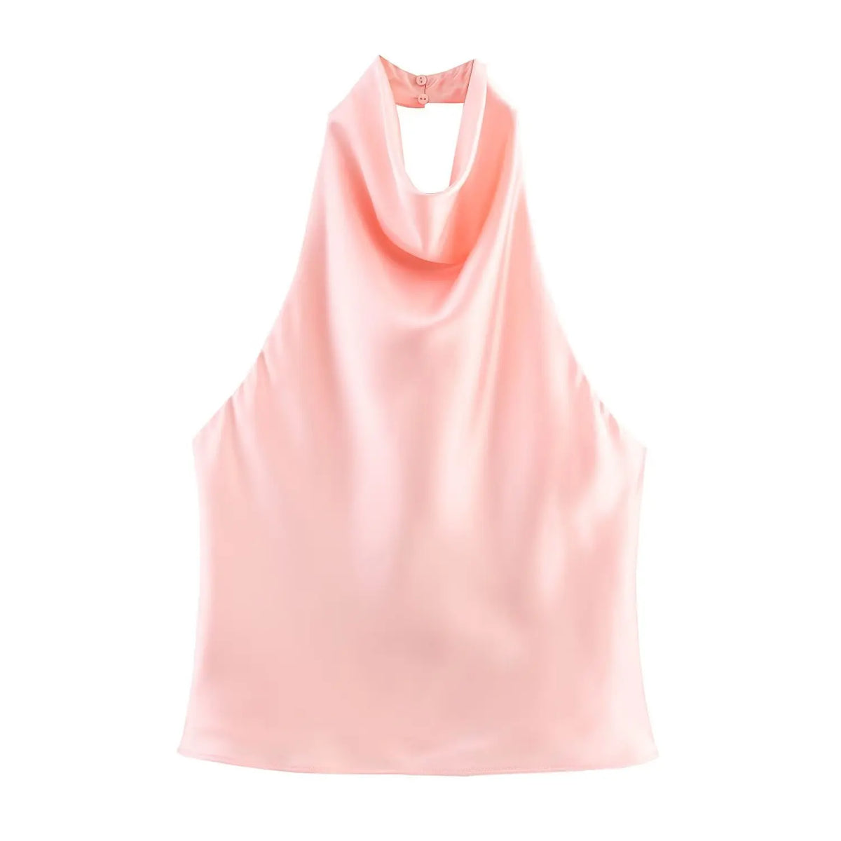 Women's halter neck backless waistcoat top backless detail pink