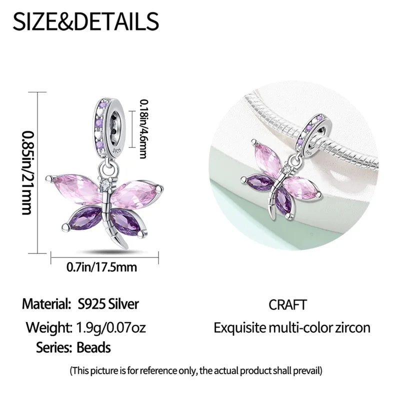 Butterfly charm beads attached to bracelet