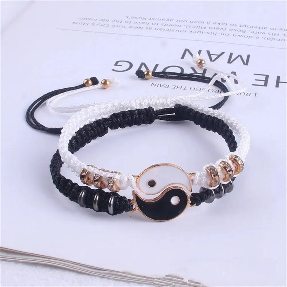 Couple's bracelet set worn on wrists