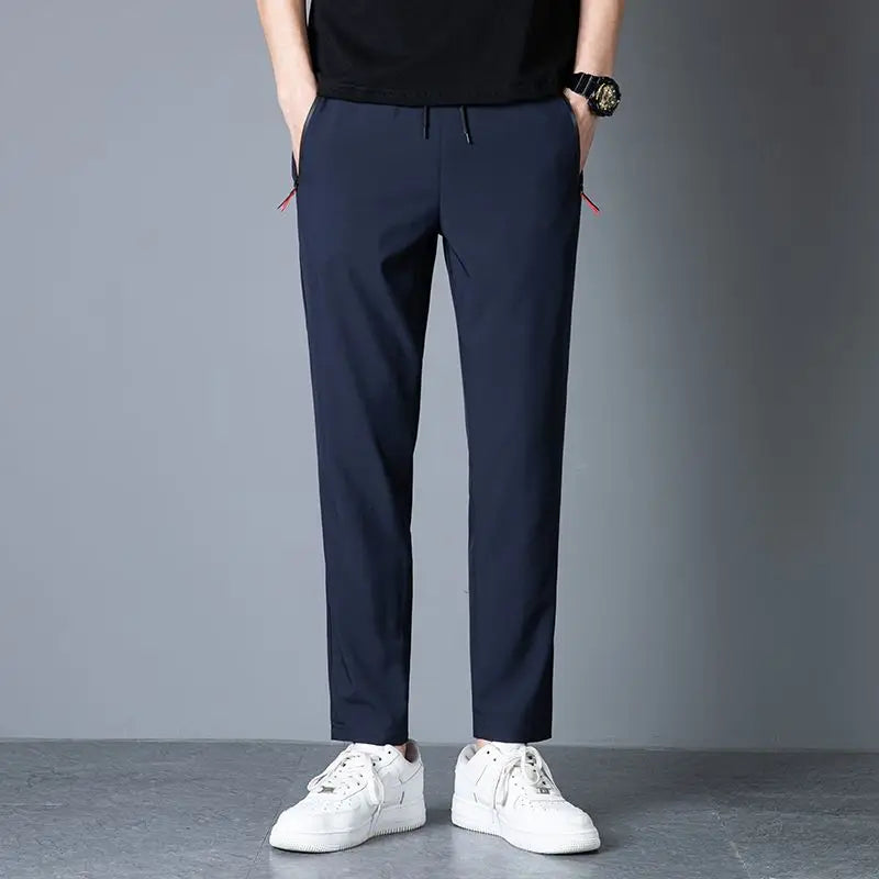 Slim fit jogger pants front view grey