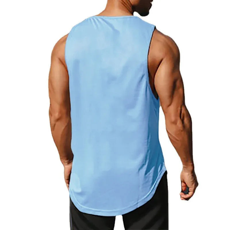 Quick-dry gym tank top front view gray
