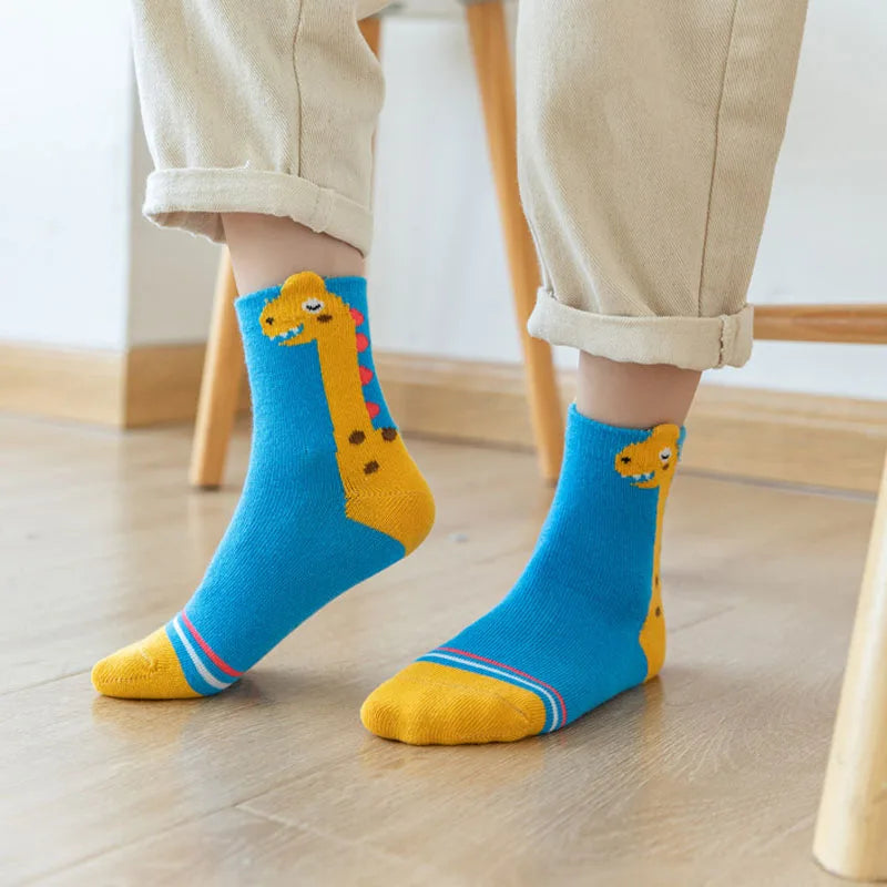 Kids dinosaur socks pack front view