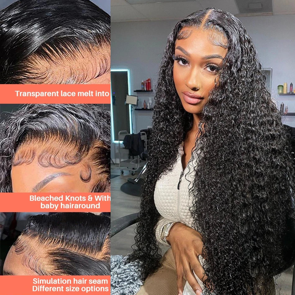 Kinky curly lace front wig worn on model