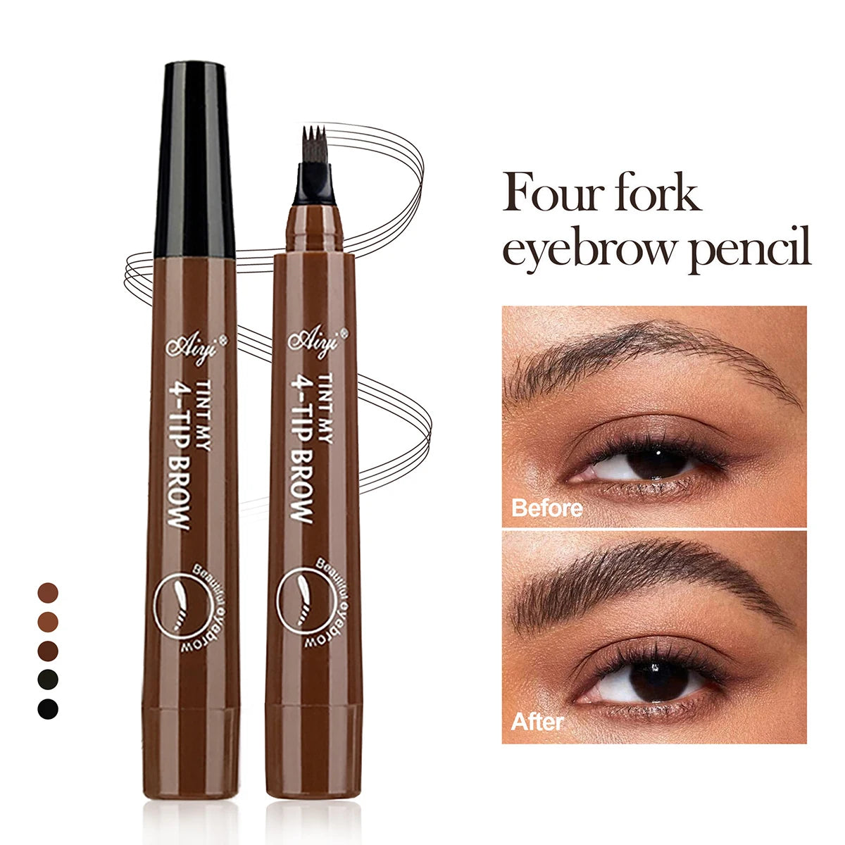 Microblading Eyebrow Pencil with four-tip brush for precise and natural eyebrow application.
