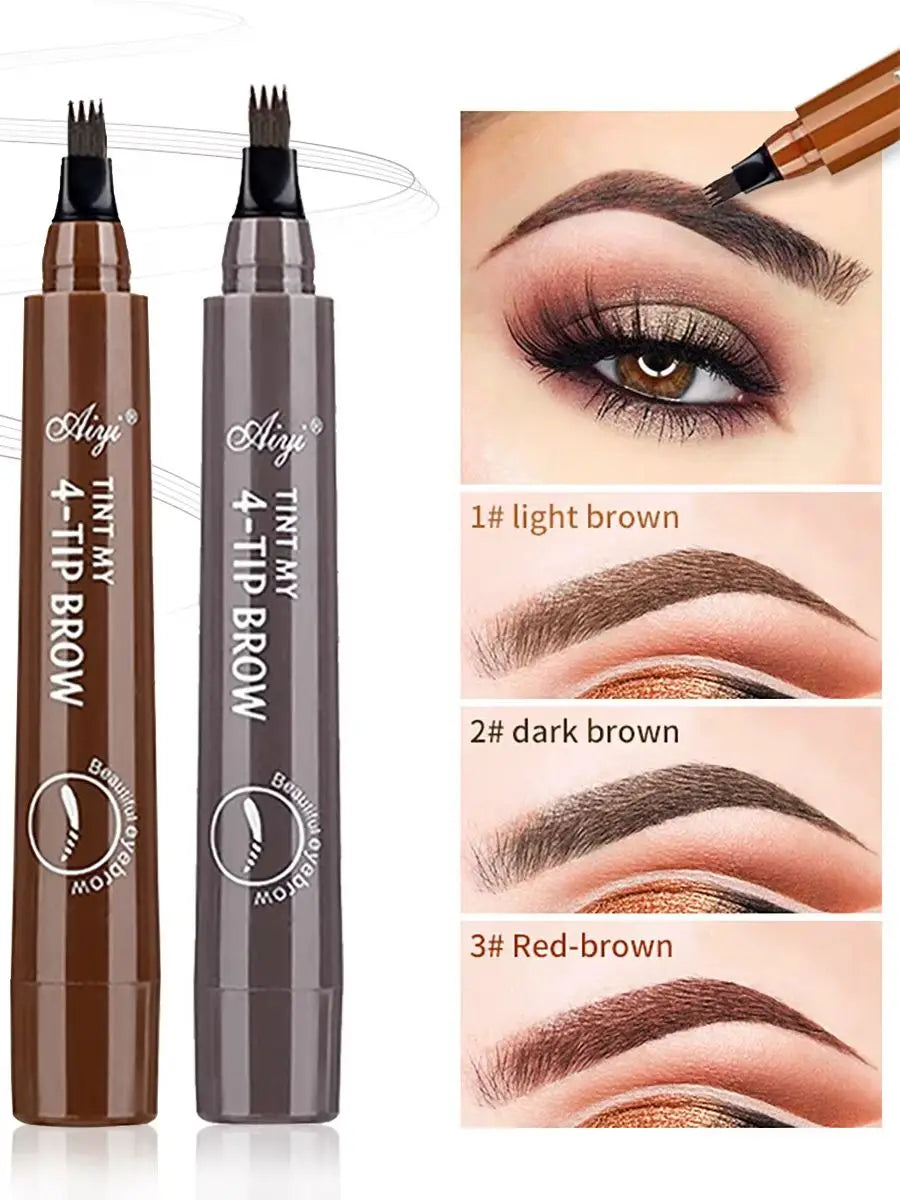 Microblading Eyebrow Pencil with four-tip brush for precise and natural eyebrow application.