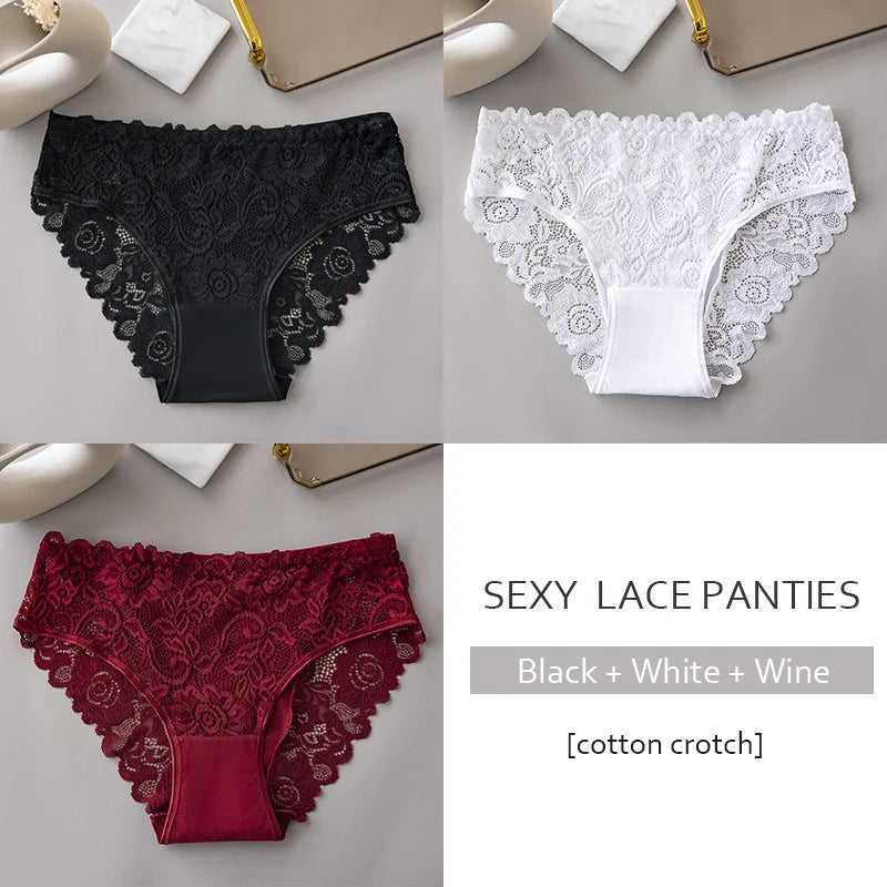 Women's floral lace briefs worn model