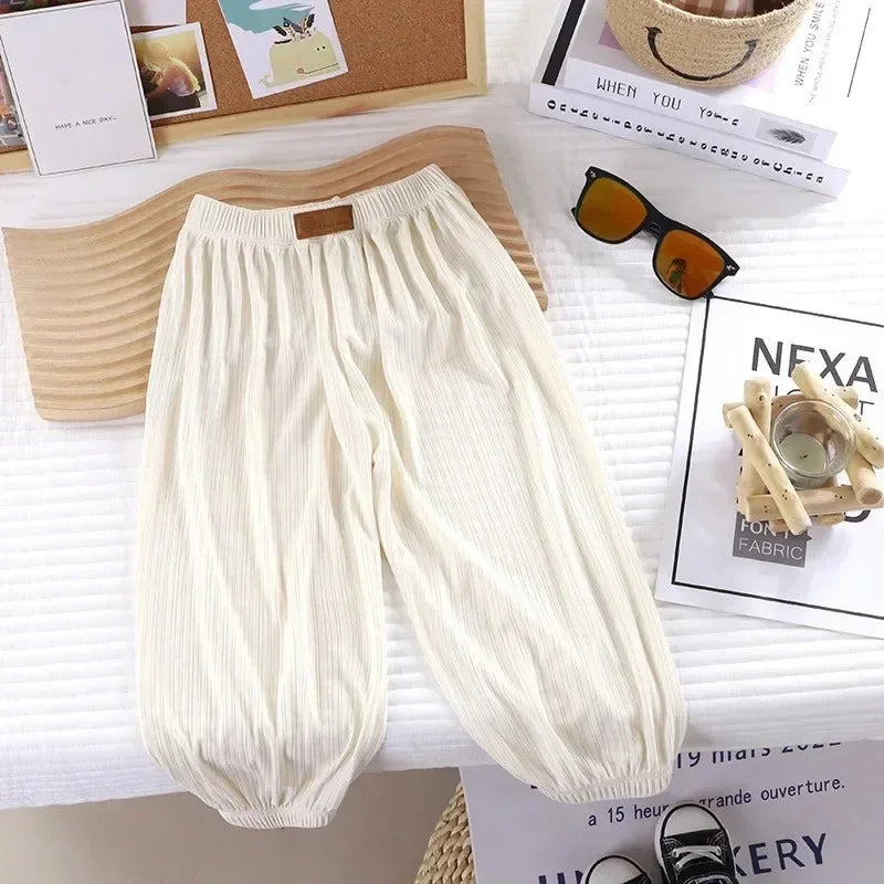 Kids breathable summer pants waistband detail
