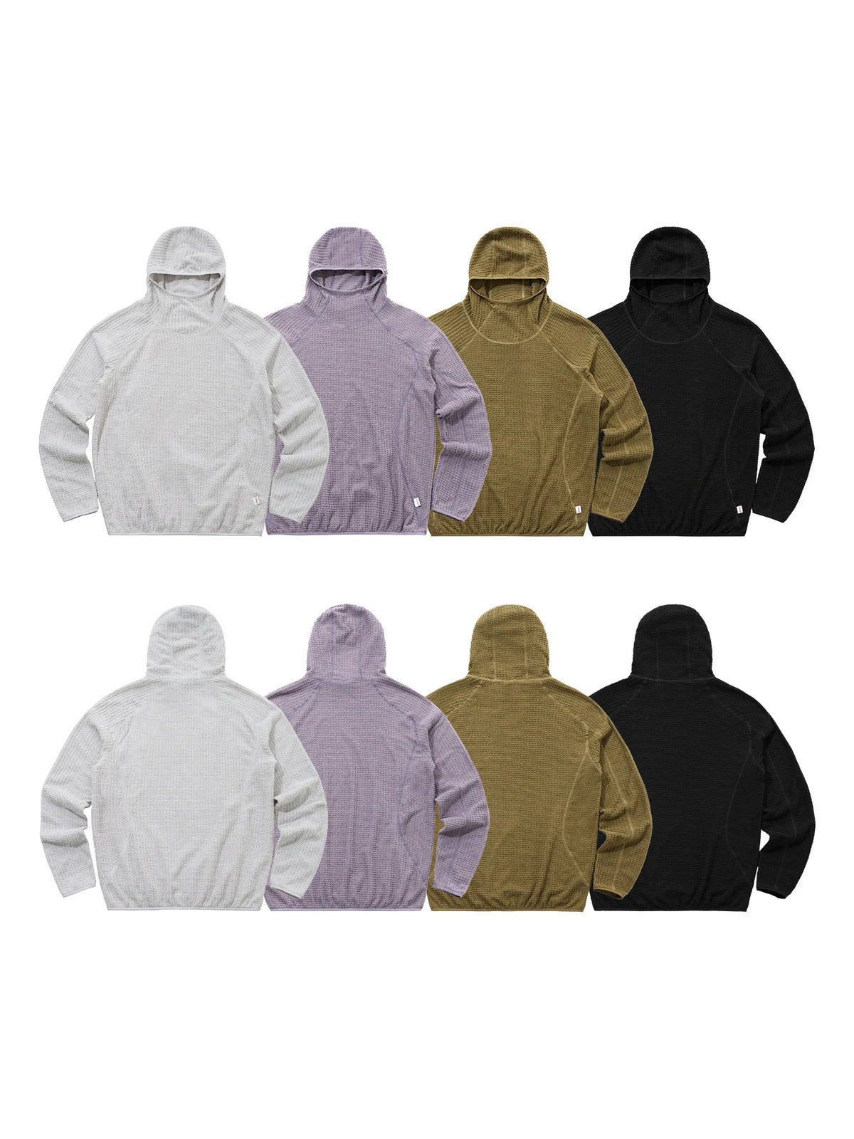 Thermal hooded sweatshirt front view black