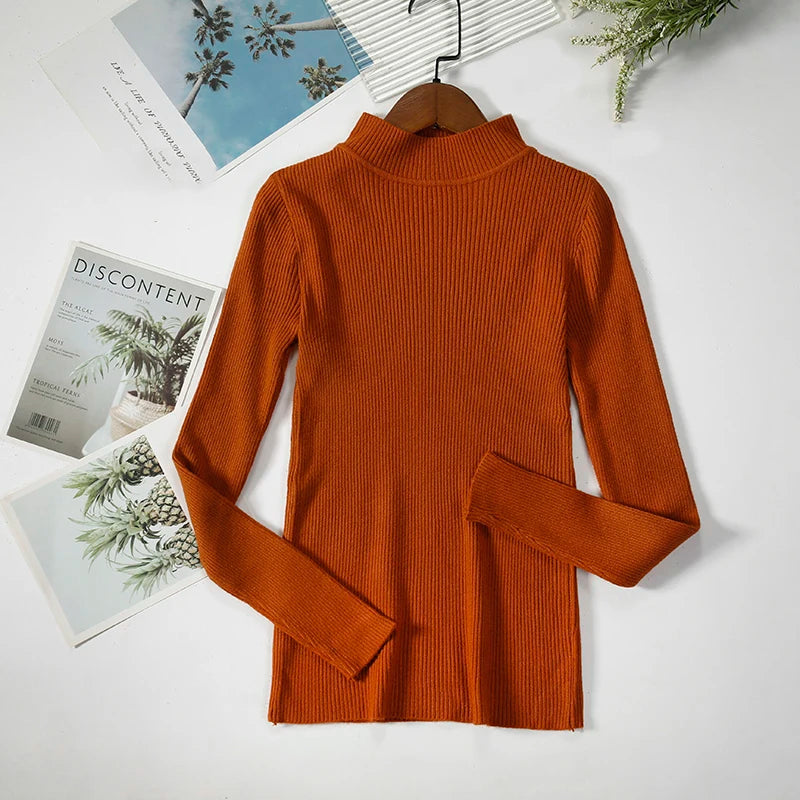 Soft turtleneck sweater front view wine