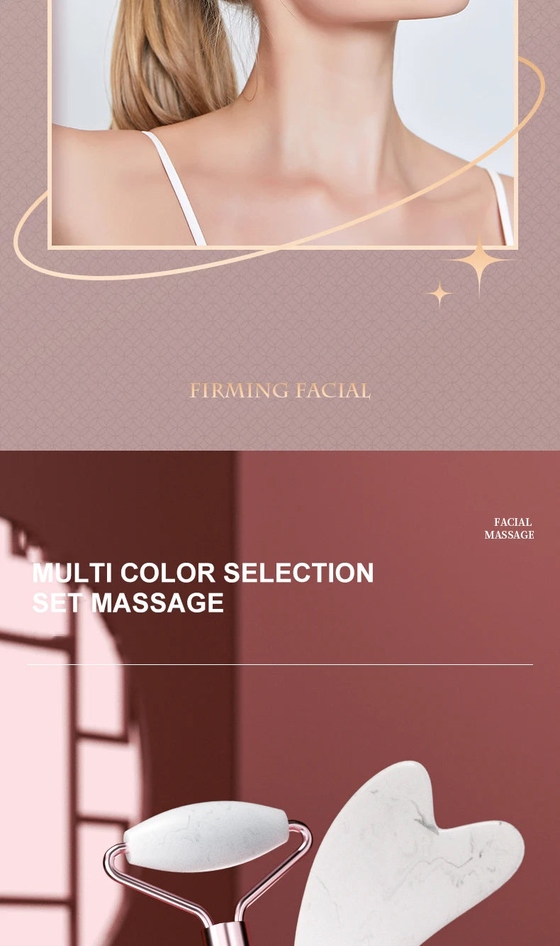 Facial massage roller scraper set worn in use