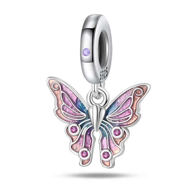 Butterfly charm beads attached to bracelet