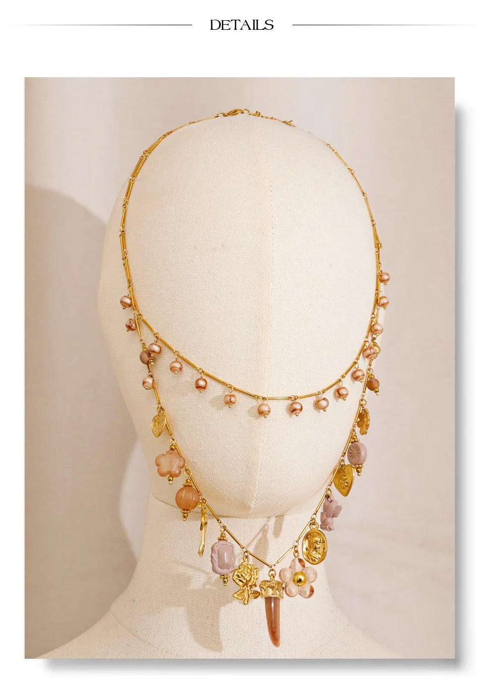 Double-layer resin charm necklace pendant close-up
