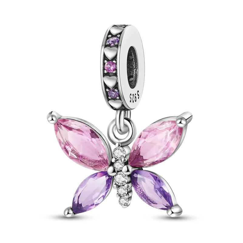 Butterfly charm beads attached to bracelet