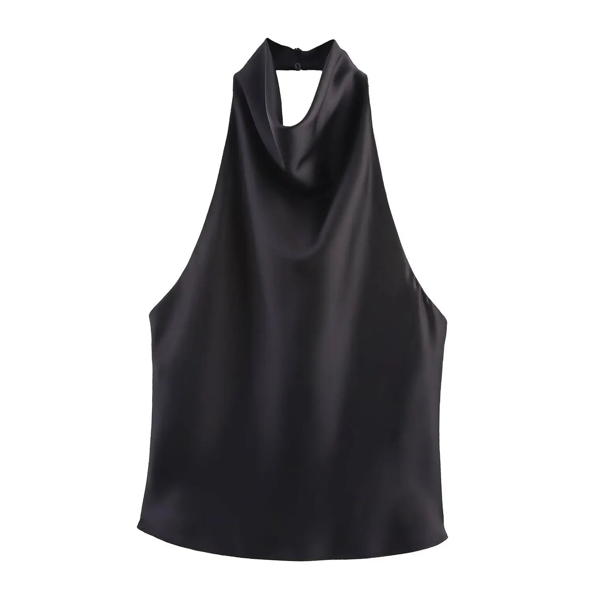 Women's halter neck backless waistcoat top backless detail black