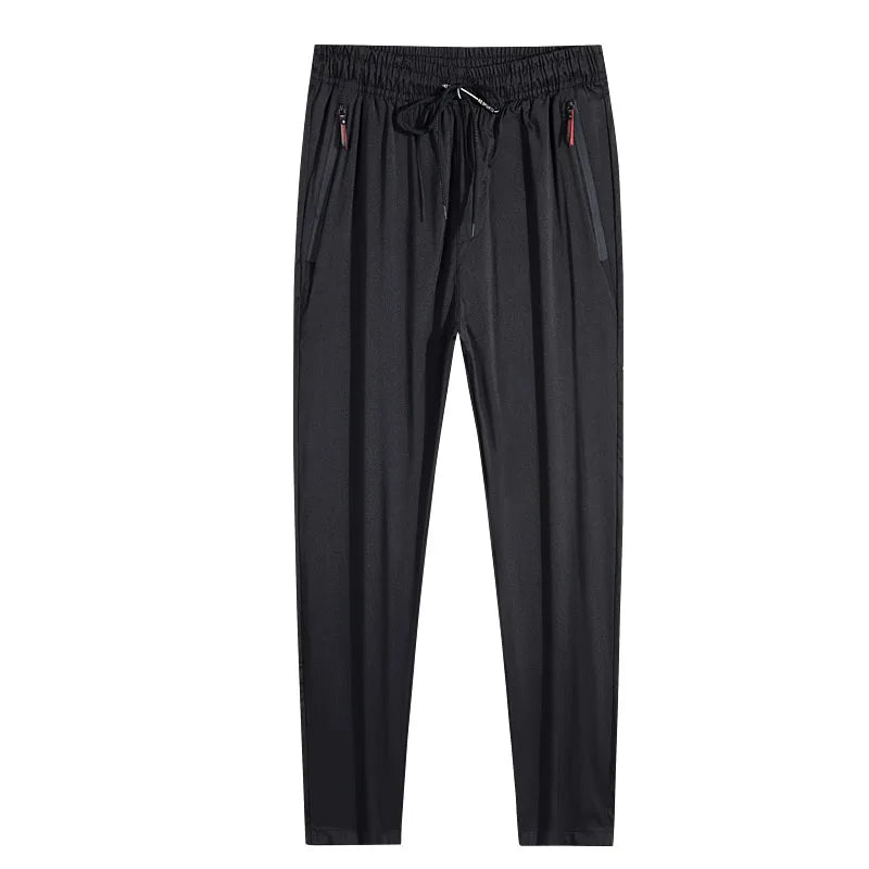 Men's slim fit Korean jogger trousers front view dark grey