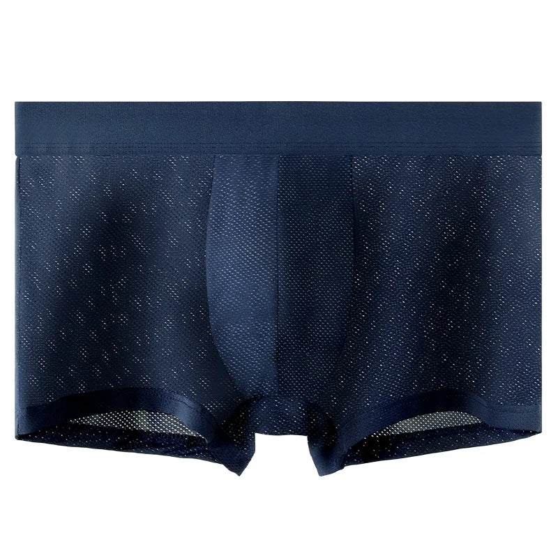 Men's ice silk mesh boxer briefs worn model