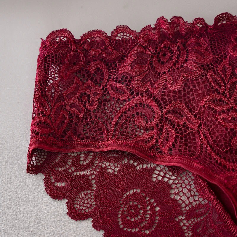 Women's floral lace briefs worn model
