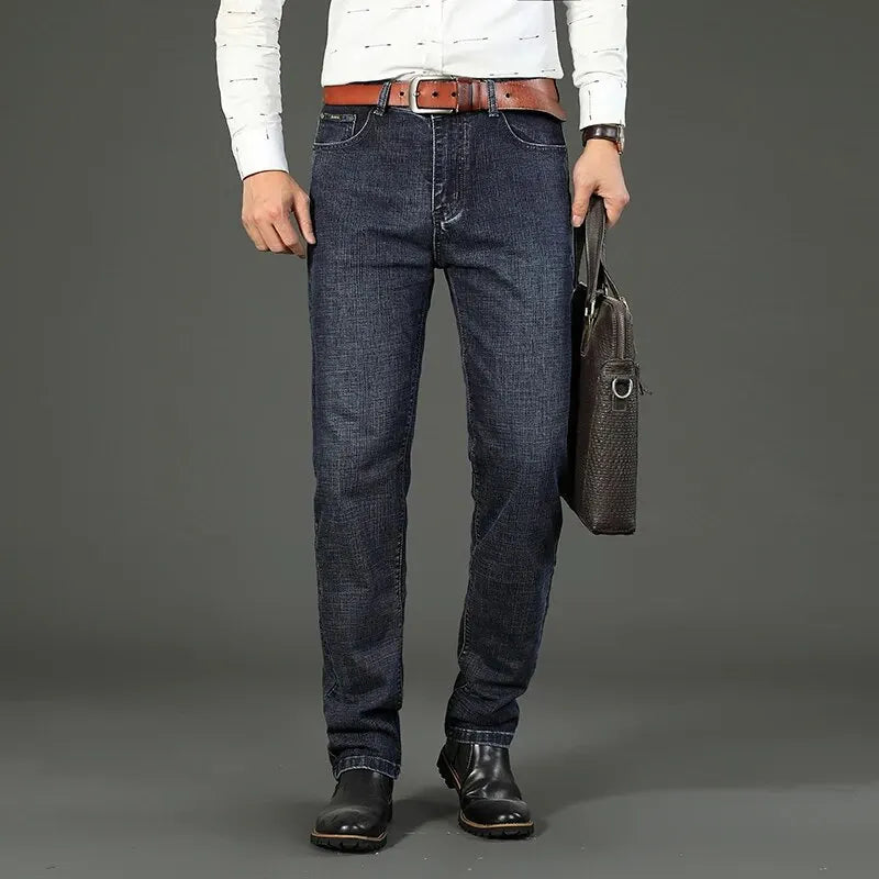 Stretch straight jeans front view sky blue