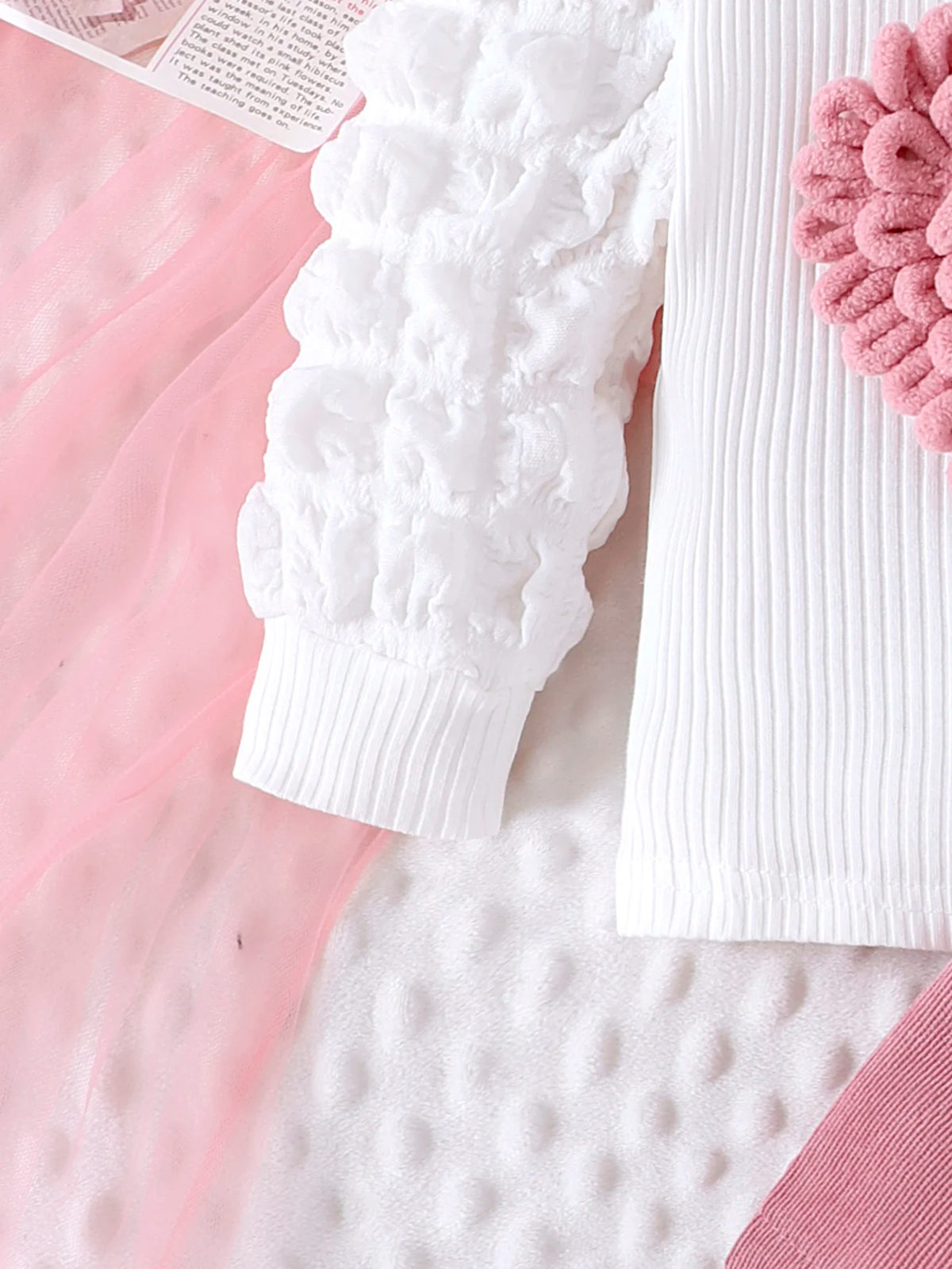 Baby girls top skirt set bubble sleeve detail