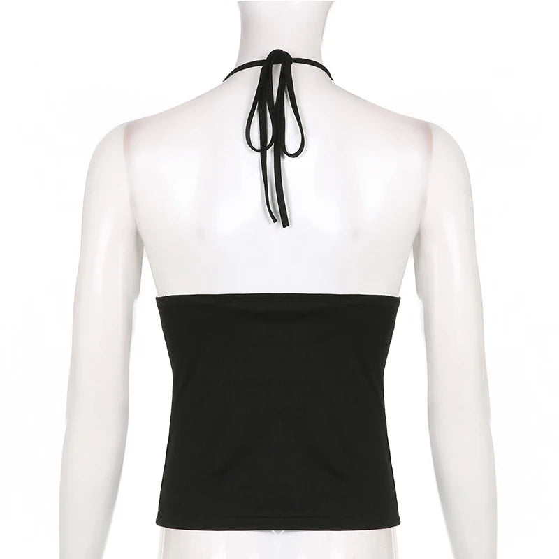 Bandage lace-up crop top backless view